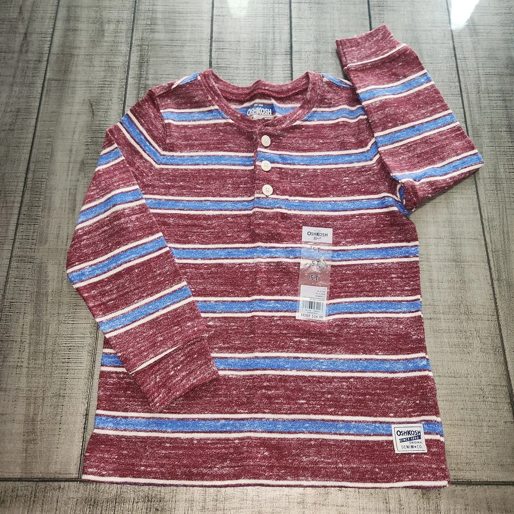 NWT OshKosh B'gosh Red and Blue Striped Long Sleeve Shirt
